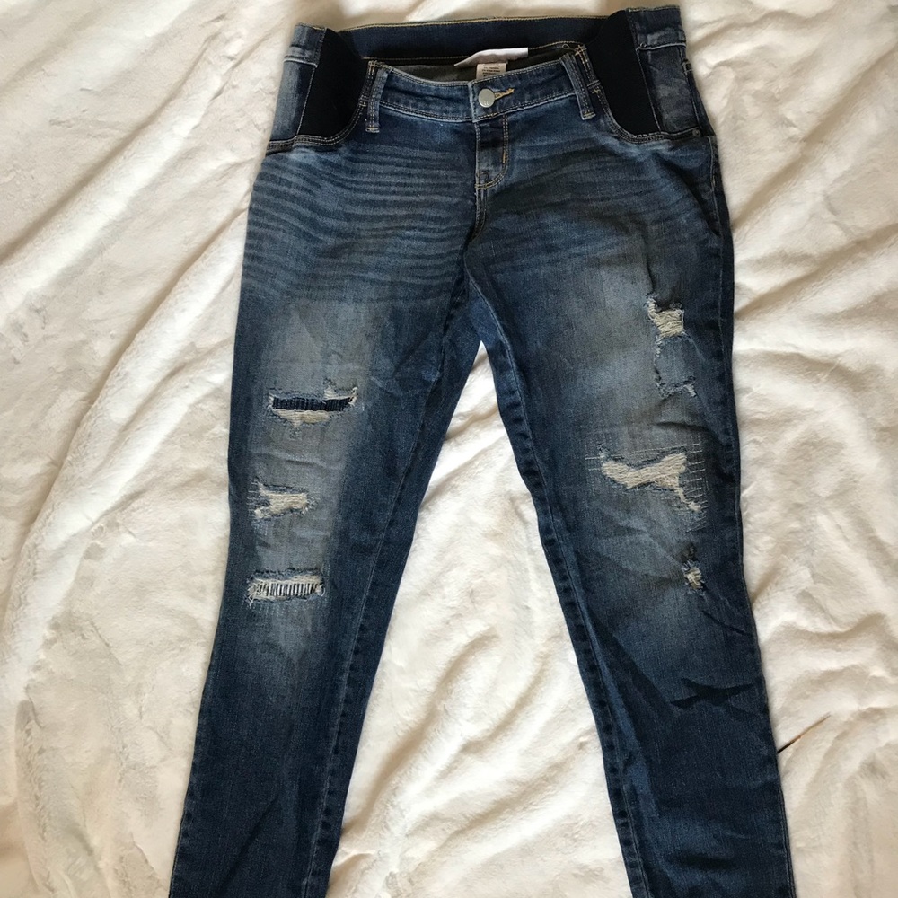 LizLange Distressed Ankle Skinny Jeans-Maternity